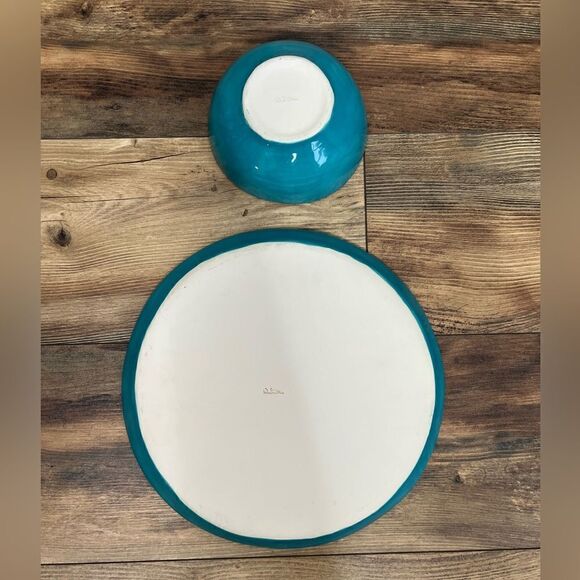 Hand crafted serving plate and bowl tropical graphic design spring Summer party - Picture 4 of 9